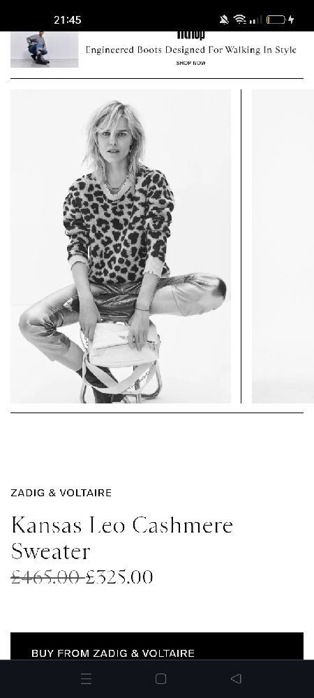 ZADIG & VOLTAIRE KANSAS LEO CACHEMERE SWEATER AUTHENTIQUE 