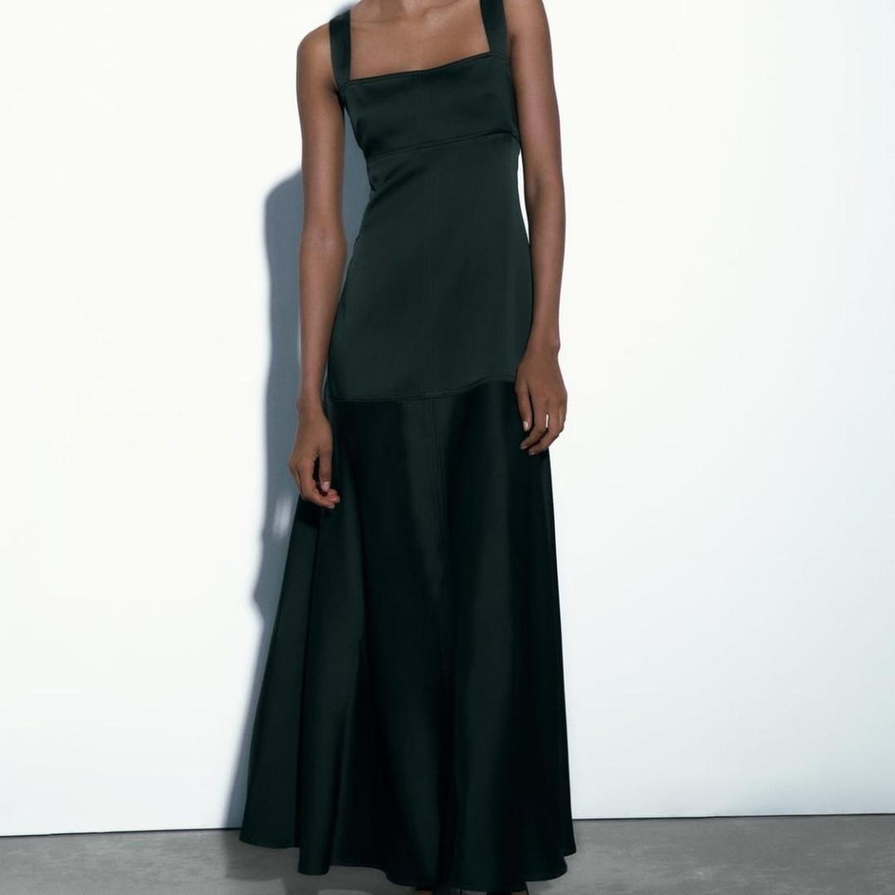 ZARA SATIN DRESS MAXI BIMATIÈRE WITH BACK DRAPE DETAILS 