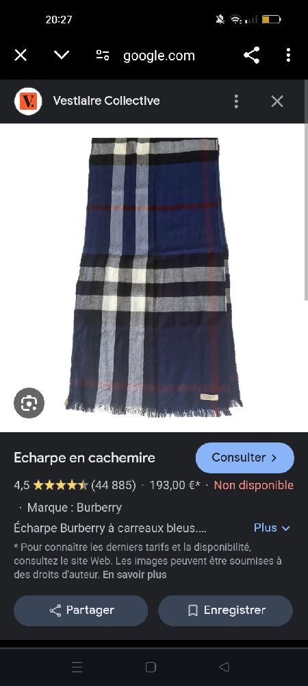 BURBERRY Étole en cachemire Authentique 