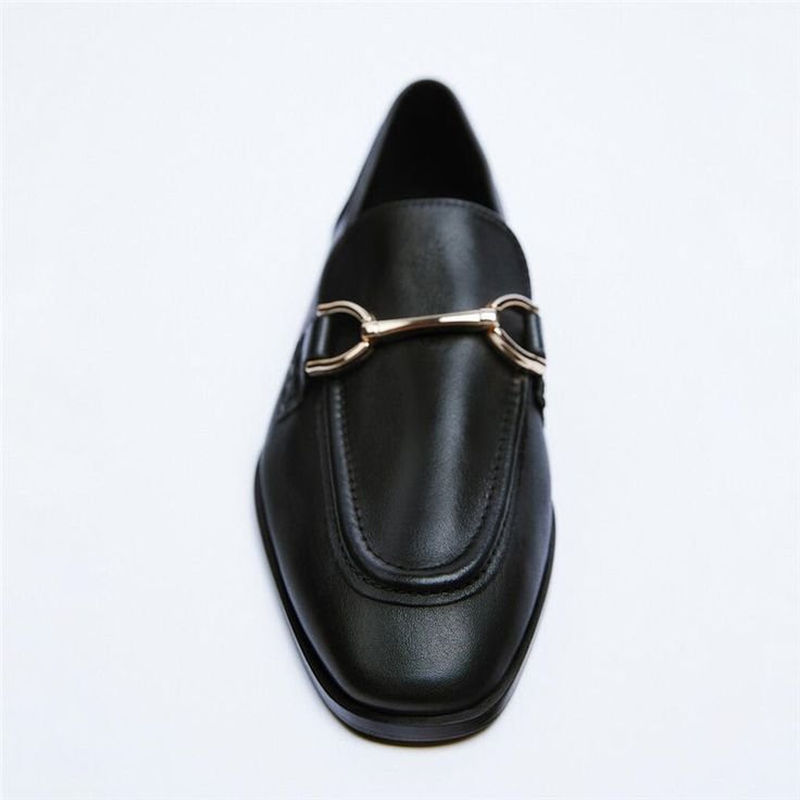 ZARA WOMEN'S SHOES | MOCASSAIN EN VÉRITABLE CUIR DÉTAIL MORS DORÉ