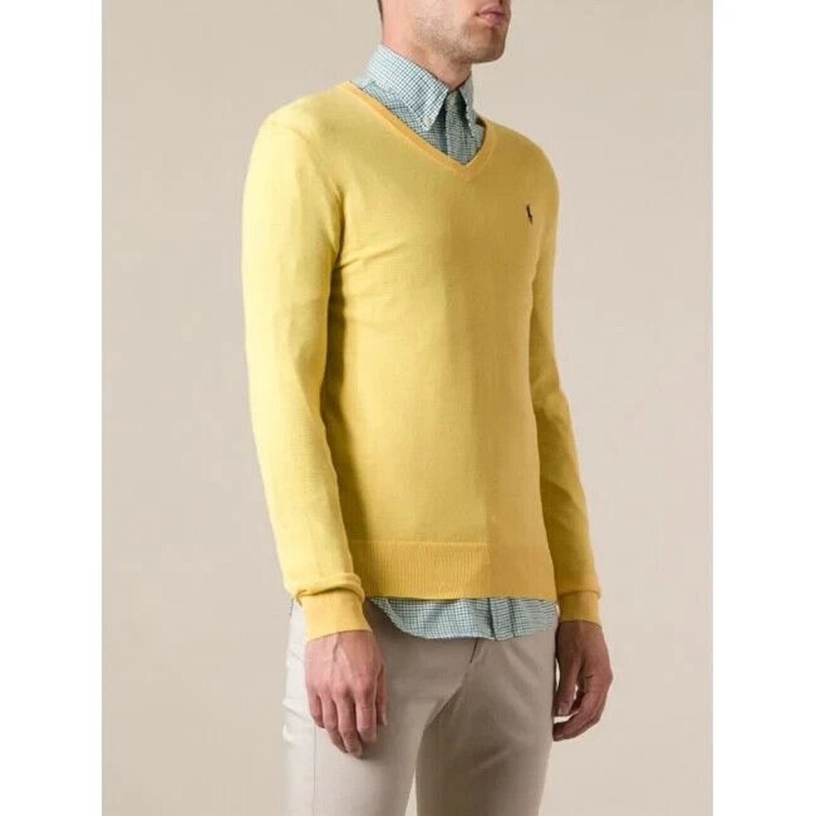 POLO BY RALPH LAUREN AUTHENTIQUE | POLO BY RALPH LAUREN YELLOW V NECK SWEATER 