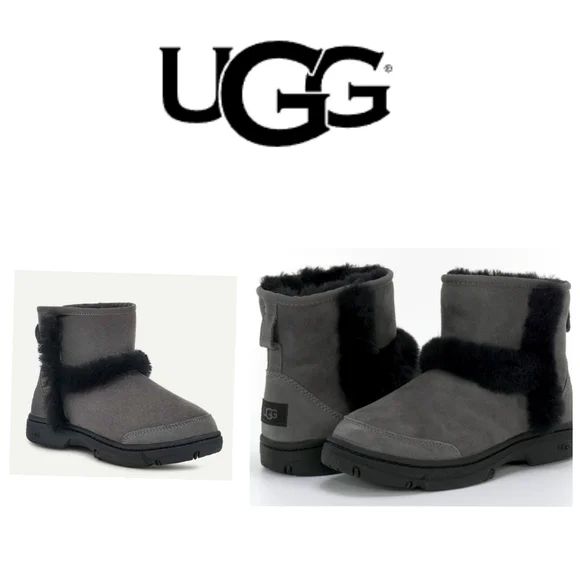UGG AUTHENTIQUE| UGG SUNBURDT GREY GRAY SUEDE DHEEPSKIN ANKLE BOOTS 