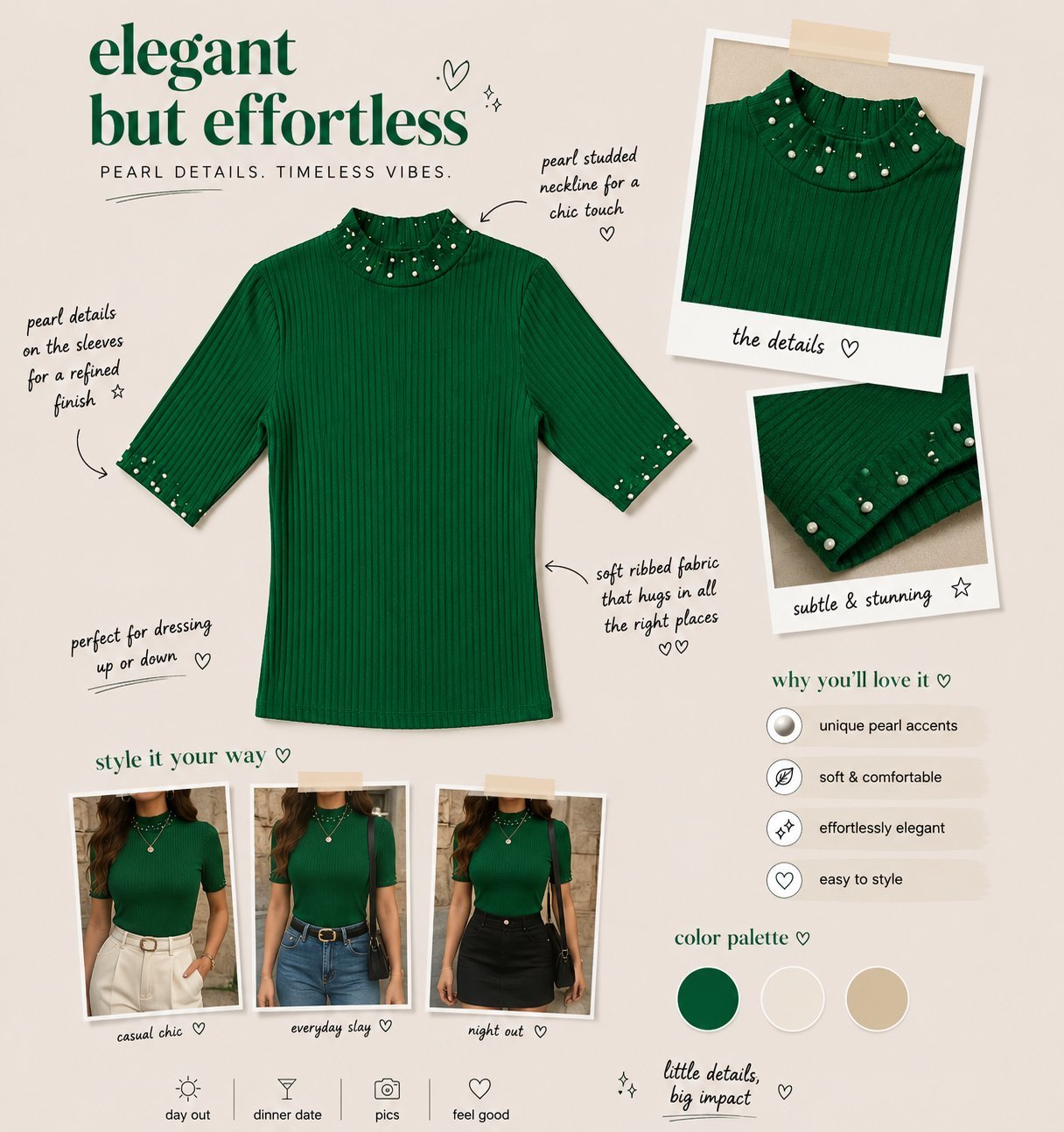 T-shirt vert ajustée 