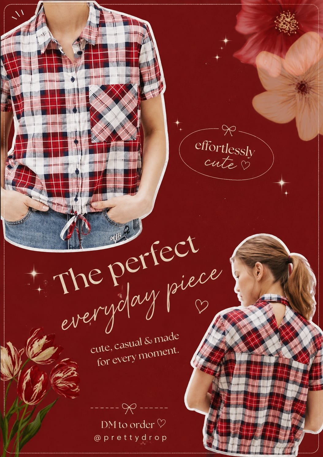 Chemise rouge Bershka 