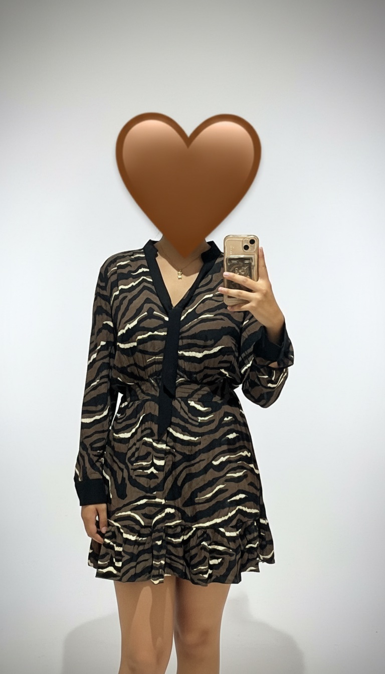 Robe zara marron noir et blanche 