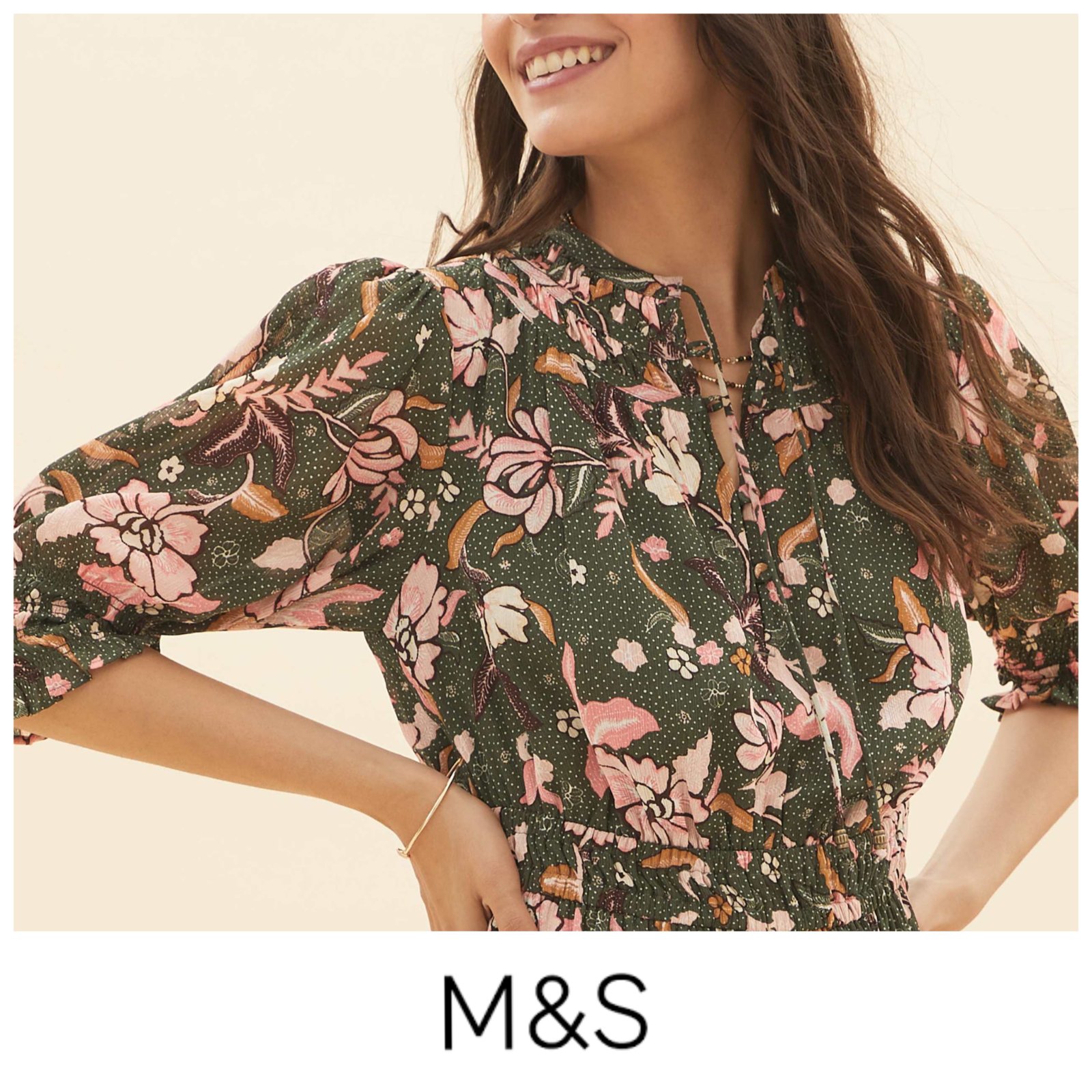 Robe midi fleurie en chiffon – taille L – Marks & Spencer
