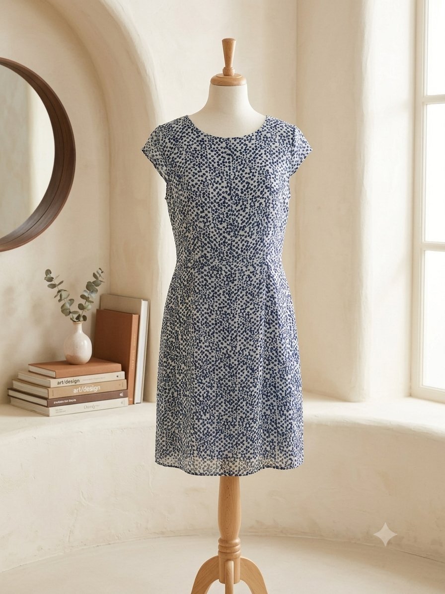 Robe effet satiné et édition polka dot bleu