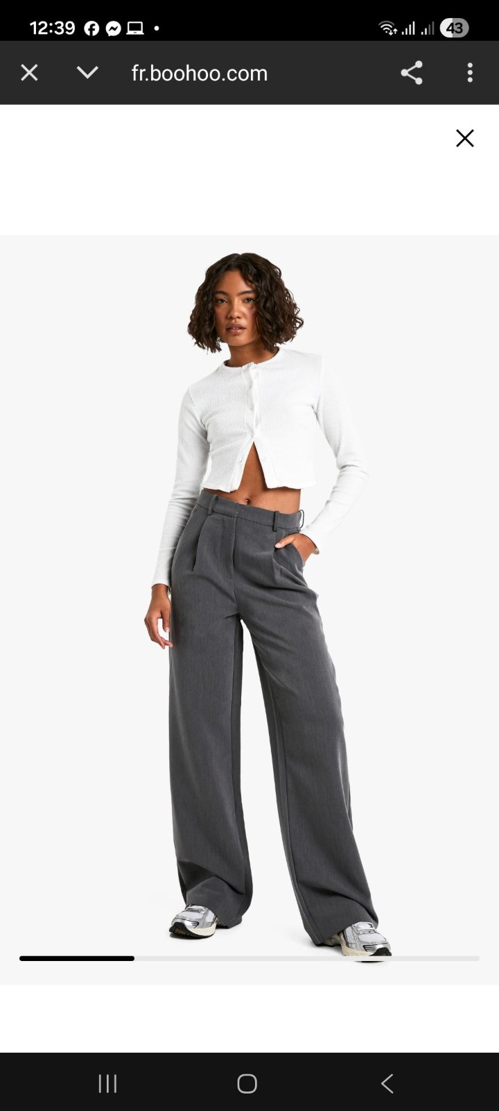 Pantalon large taille 44 en gris charbon 