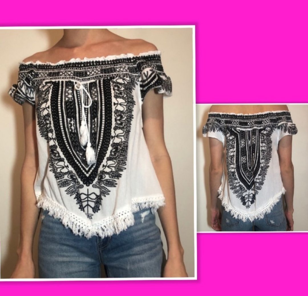 Black &cream blouse style bohémien 