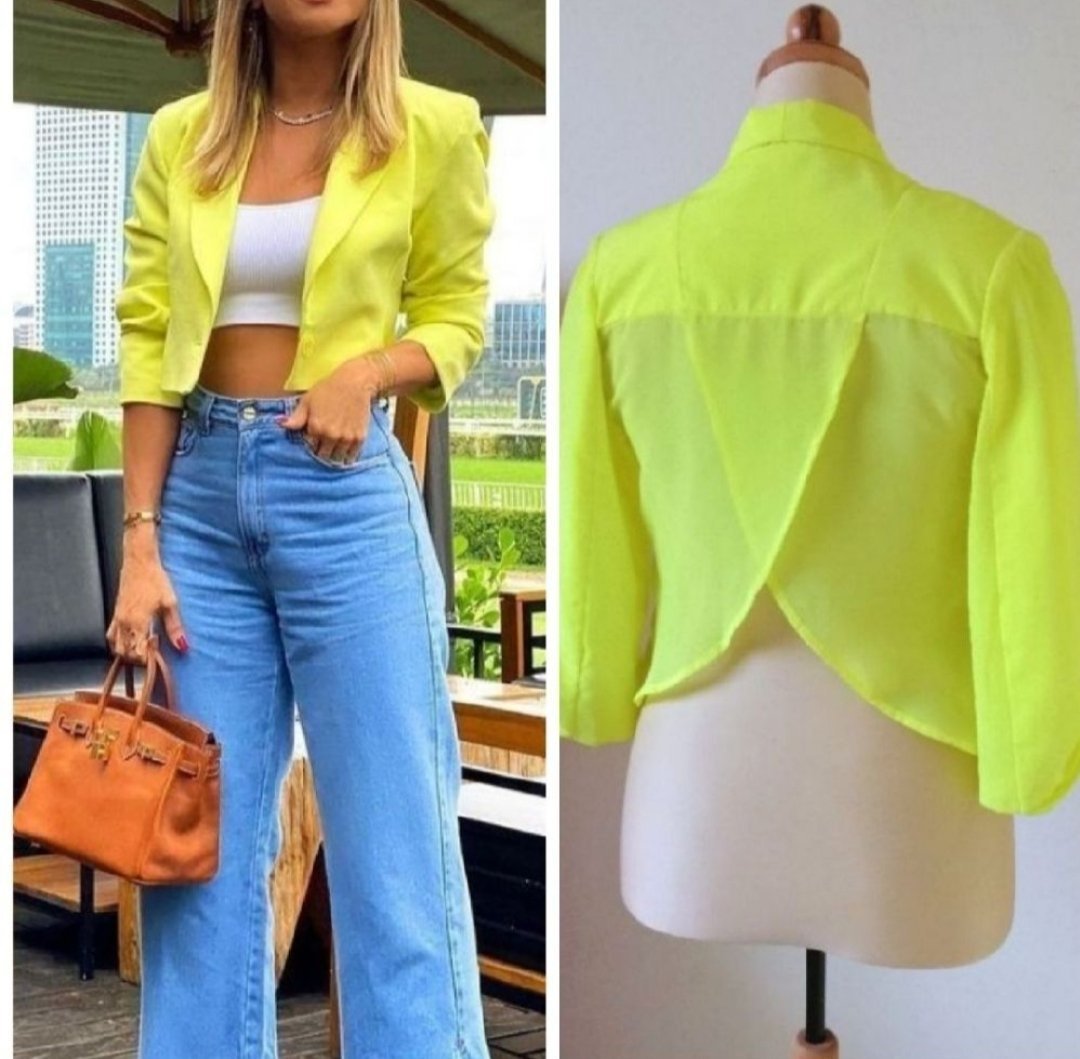 Casual veste manches 3/4 jaune fluo 