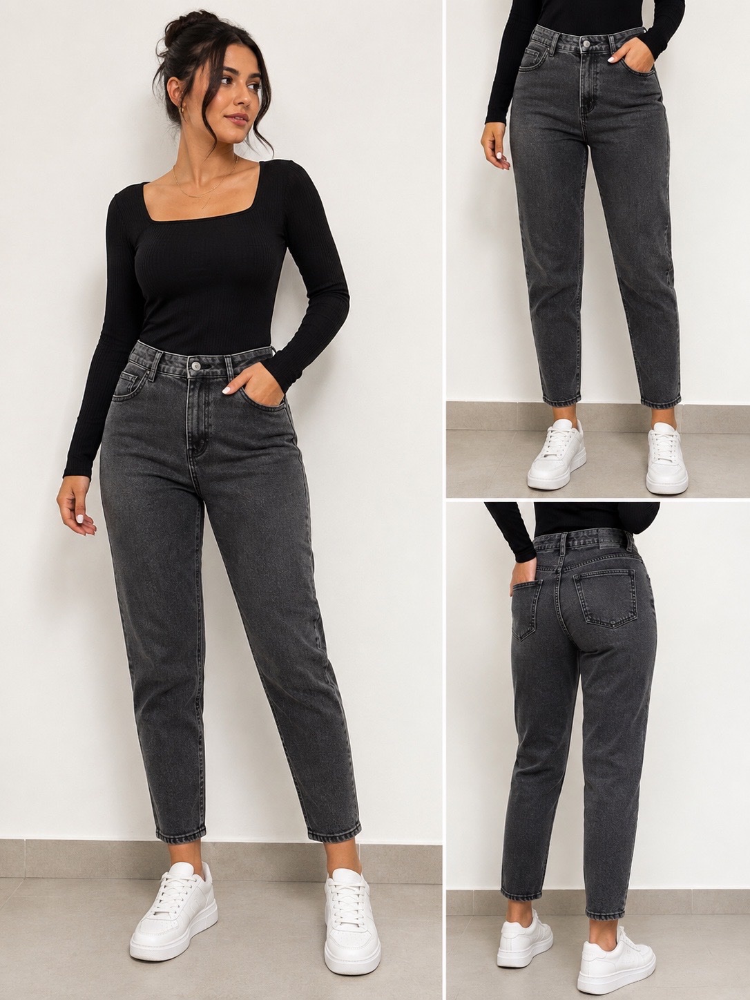 Jean gris foncé taille haute NEW LENZ – Taille 36-38