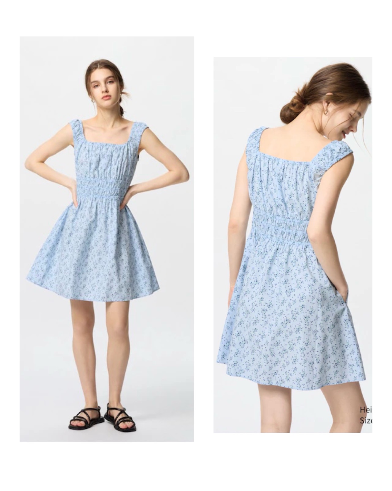 Magnifique robe courte bleu clair avec petits motifs fleuris 🌸
