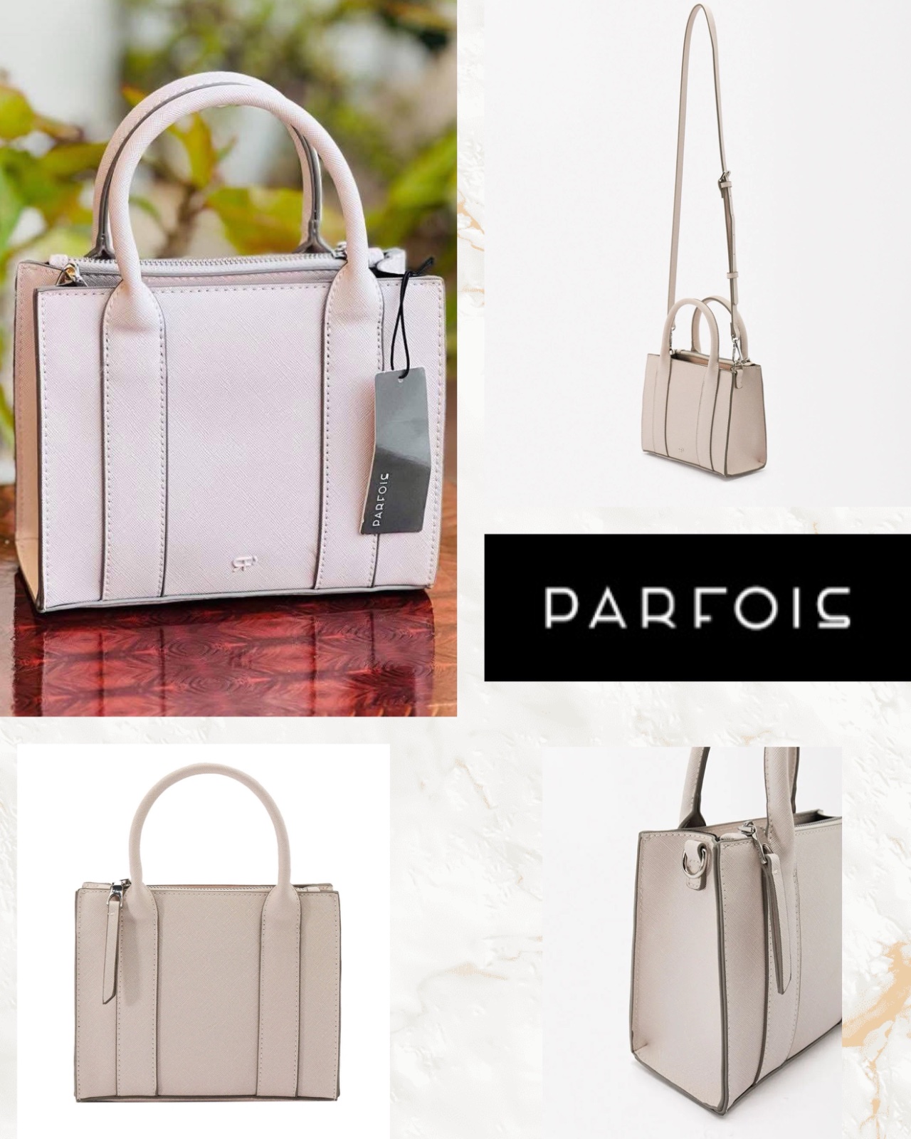 Sac à main rigide de la marque Parfois, en couleur beige nude / rose