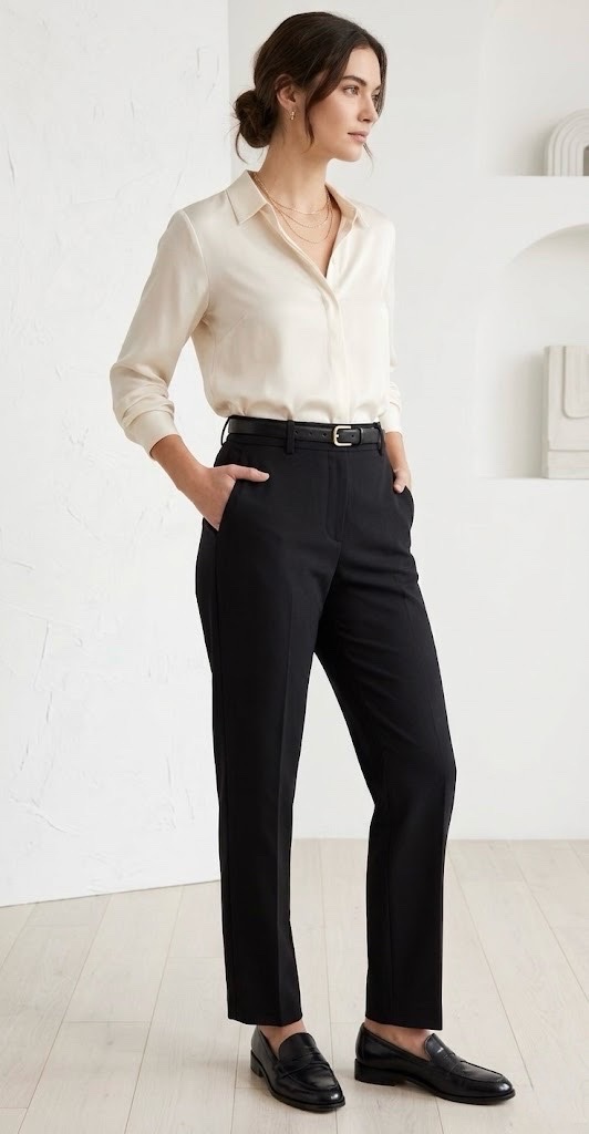 Pantalon classique noir Zen taille haute : Taille 38/M