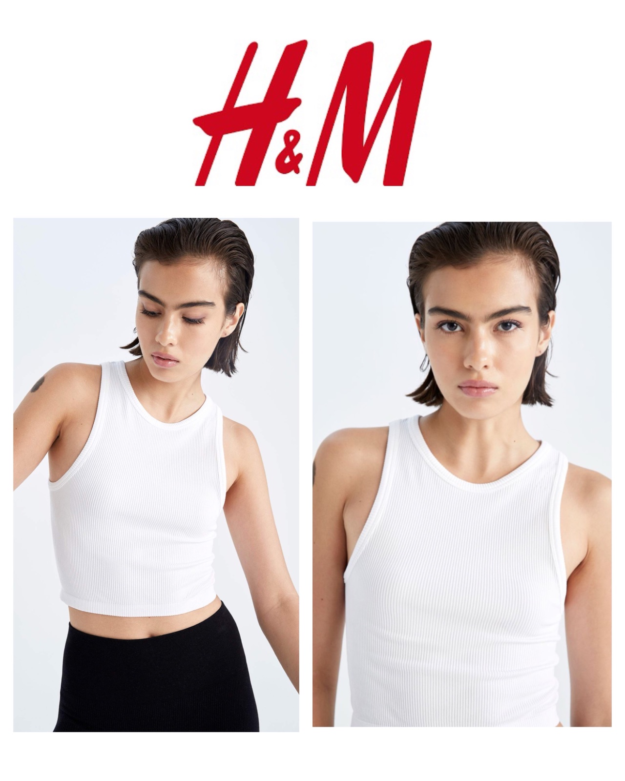 Crop top blanc côtelé H&M, trés bon état