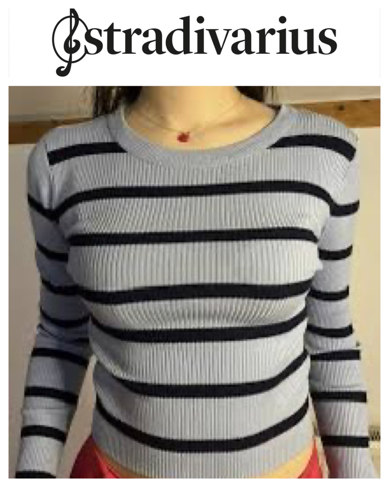 Top Stradivarius bleu ciel rayé Taille S 