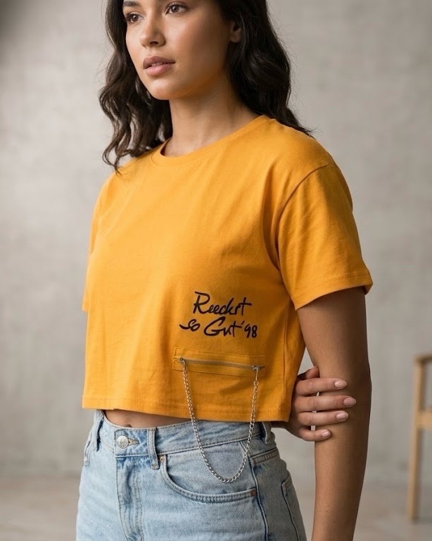 Crop top L/XL (coupe un peu oversized à manches courtes)