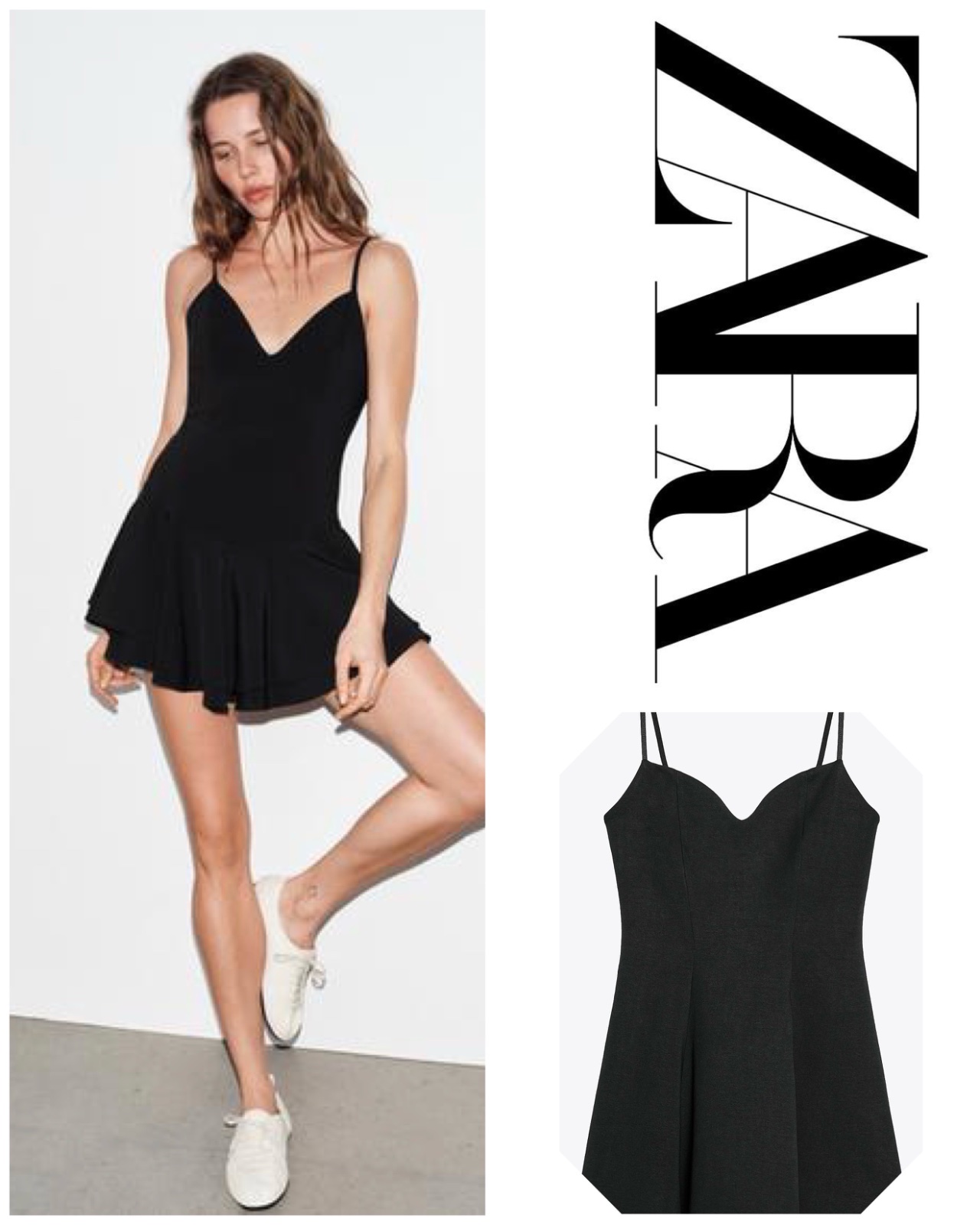 Robe noire à bretelles.