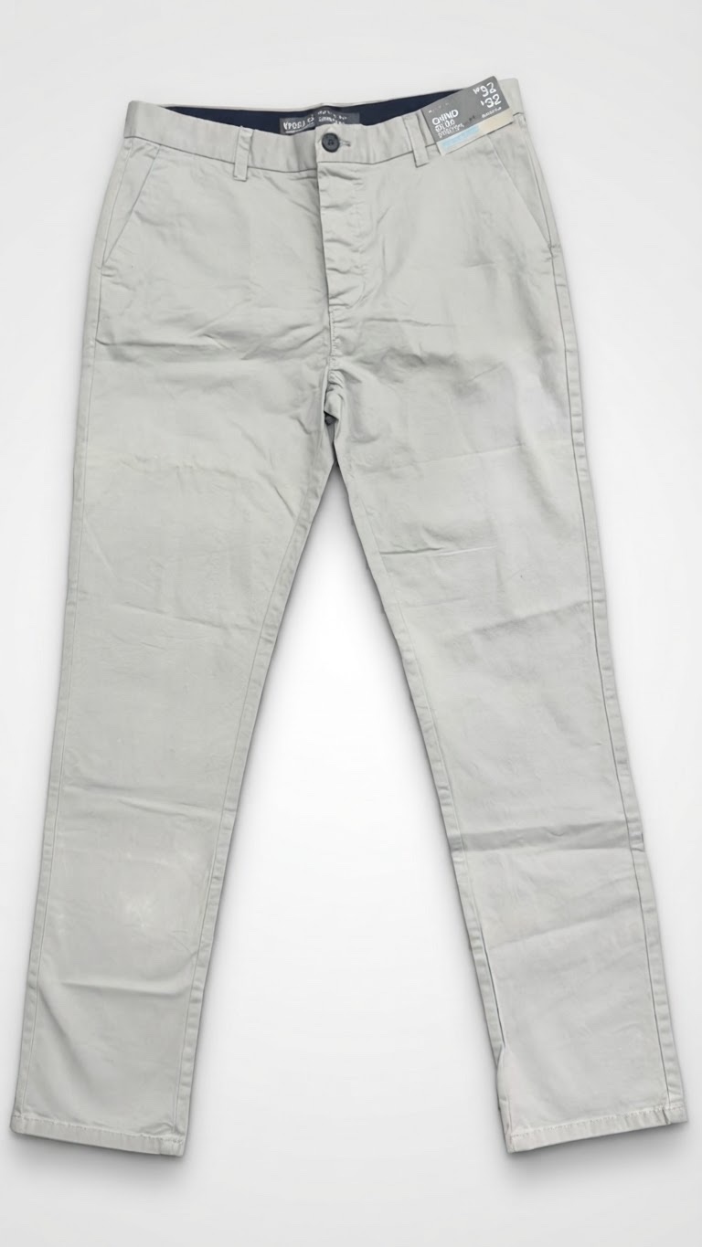 Pantalon chino slim stretch écru – Denim Co. – W32 L32 – Neuf avec étiquette