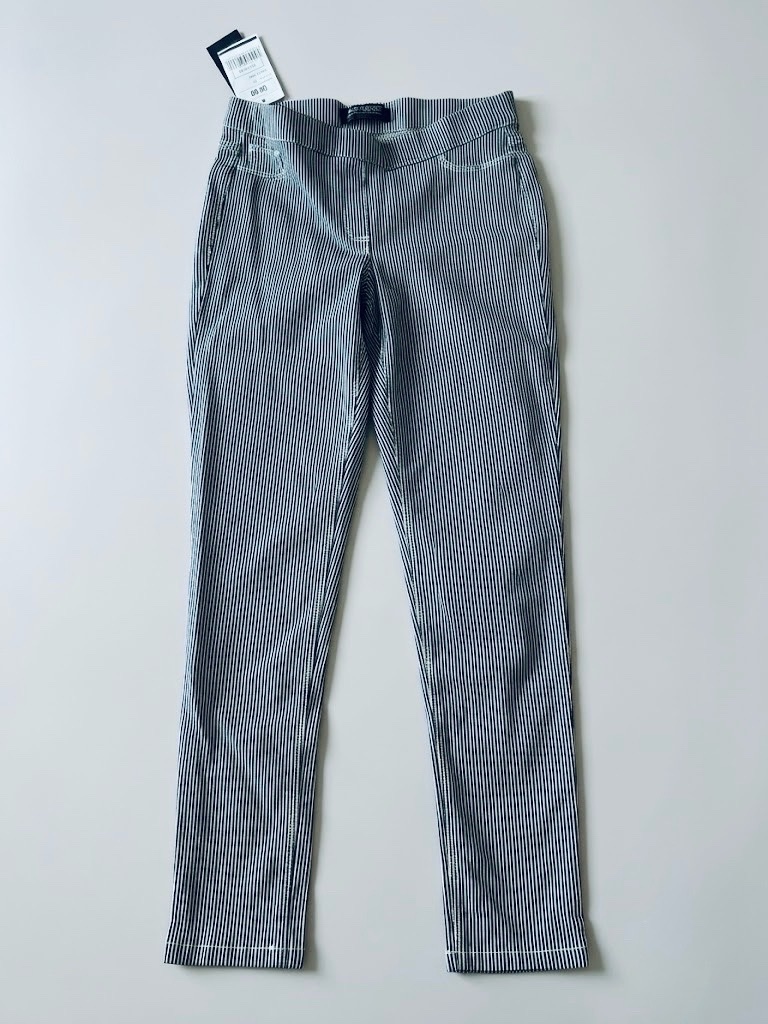 Pantalon Zen Sport Ajusté à Rayures Verticales Bleues et Blanches 
