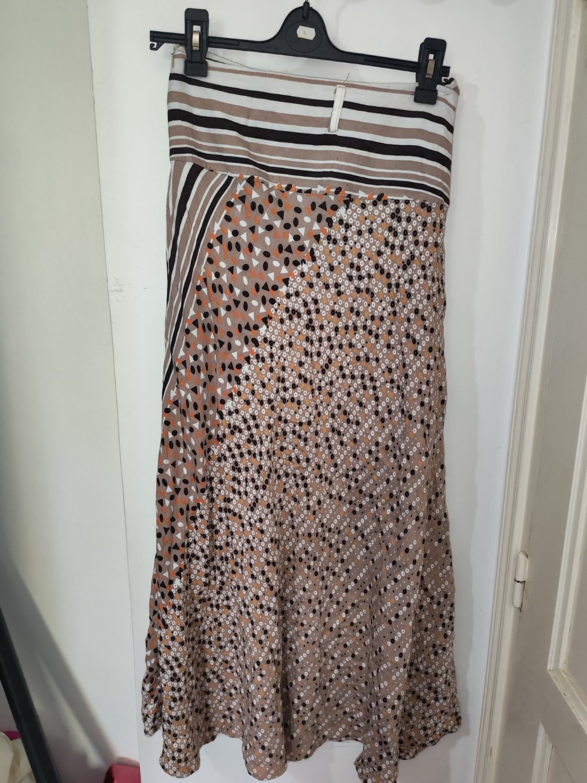 Jolie Jupe Longue Fluide – Style Bohème / Patchwork – Tons Marron & Orange taille M