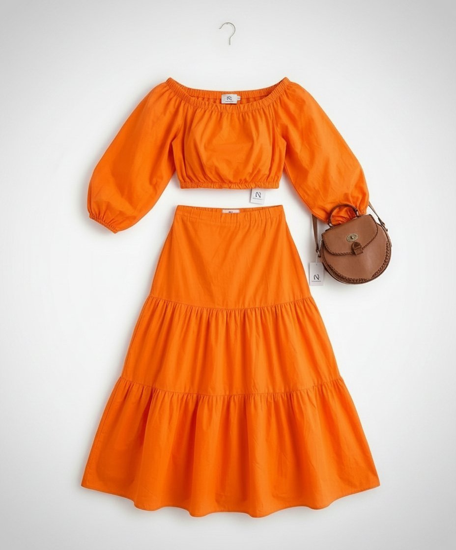 Vente d'un ensemble d'été chic 🧡 élégant et tendance.  Porté une seule fois, en excellent état. Léger, confortable et parfait pour un look estival raffiné. 🌸  📩 Disponible – contactez-moi en message pri