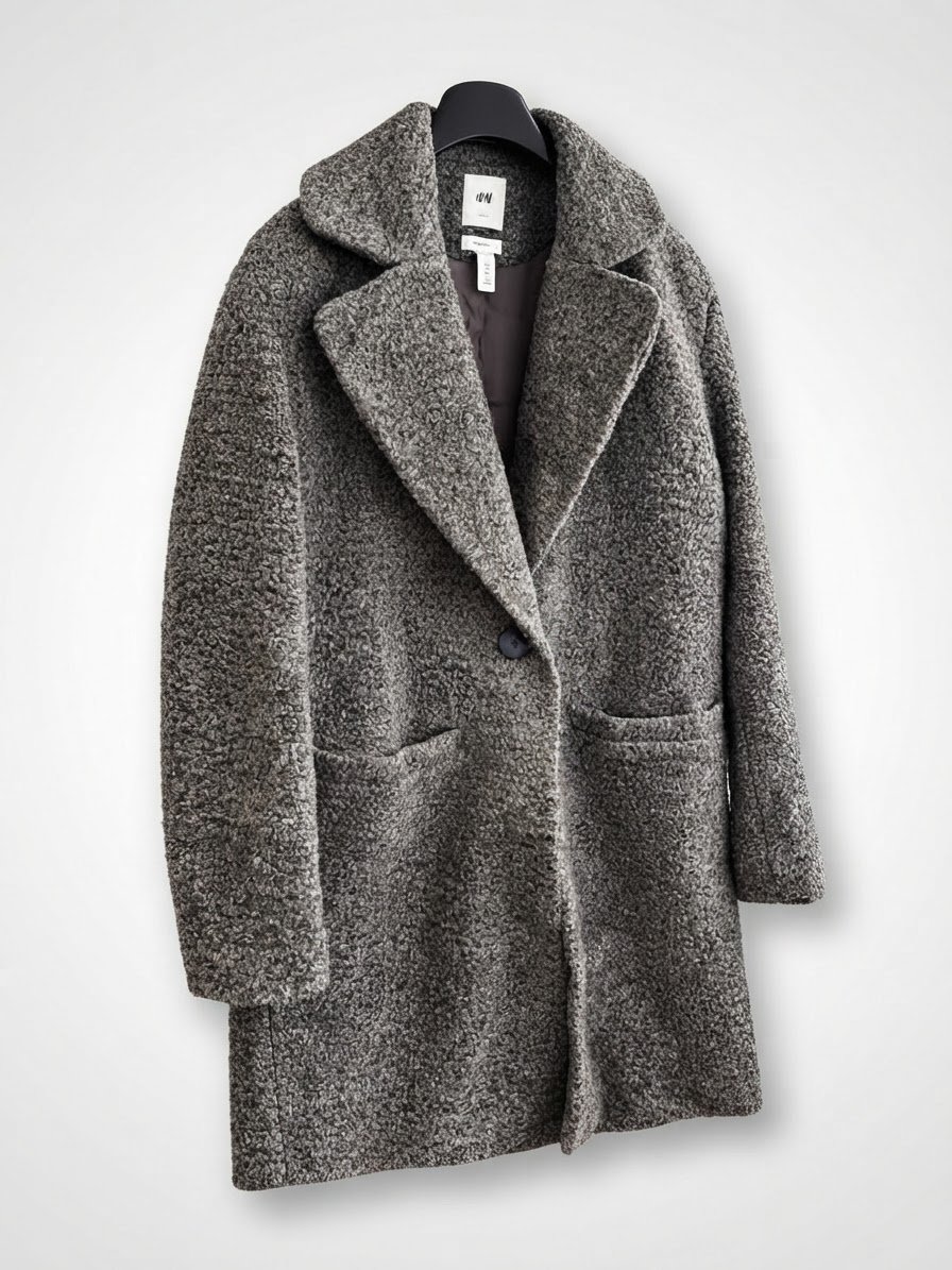 Manteau H&M gris chiné en mélange de laile