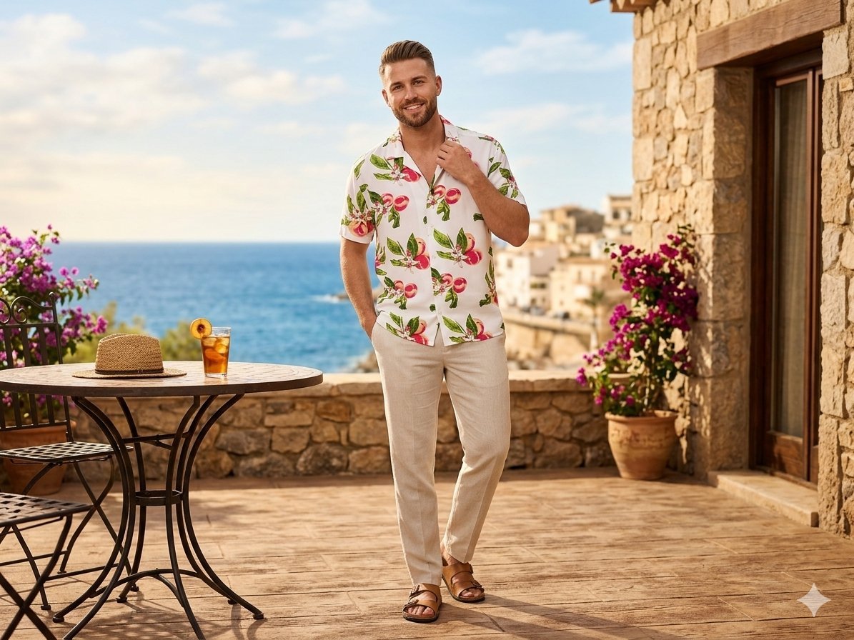 🏖️ Chemise Jack & Jones "Peach" - Style Resort 🛥️⛵ - Taille M Style Vintage/Hawaïen - Viscose TBE