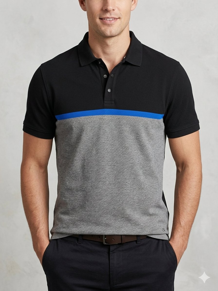 Polo Calvin Klein Homme Original – Noir et Gris avec Bande Bleue. Taille L Body Fit convient aussi pour taille M Idéal pour un look casual chic ! 📦 Envoi rapide via Dabchy. 💬 N'hésitez pas si vous avez des questions !