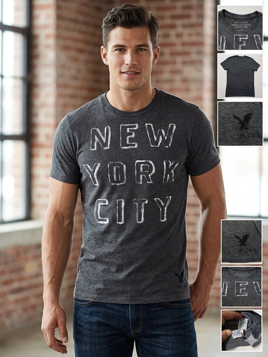 T-shirt American Eagle Outfitters - Gris Chiné - "New York City" - Excellent état ✨