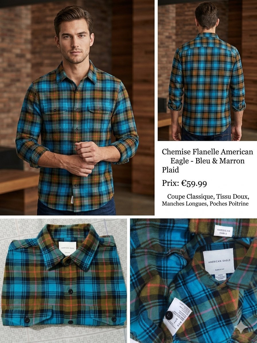 Chemise à Carreaux American Eagle 🦅 Heritage - Flanelle Douce - Look Vintage & Confort - Taille S/P excellent état ✨