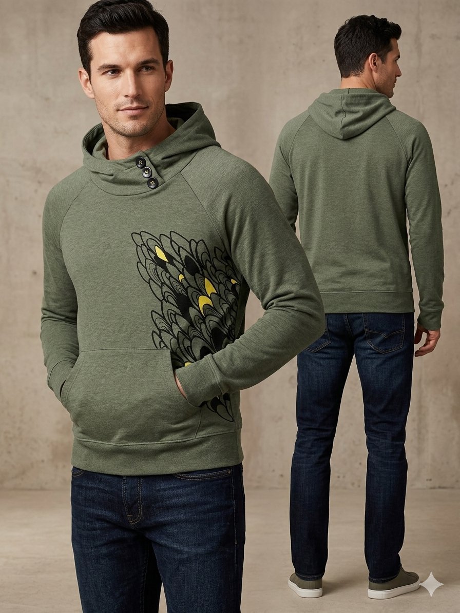 Sweat Twik (Simons) Vert Olive - Design Graphique - Taille M - Excellent état ✨ comme neuf 