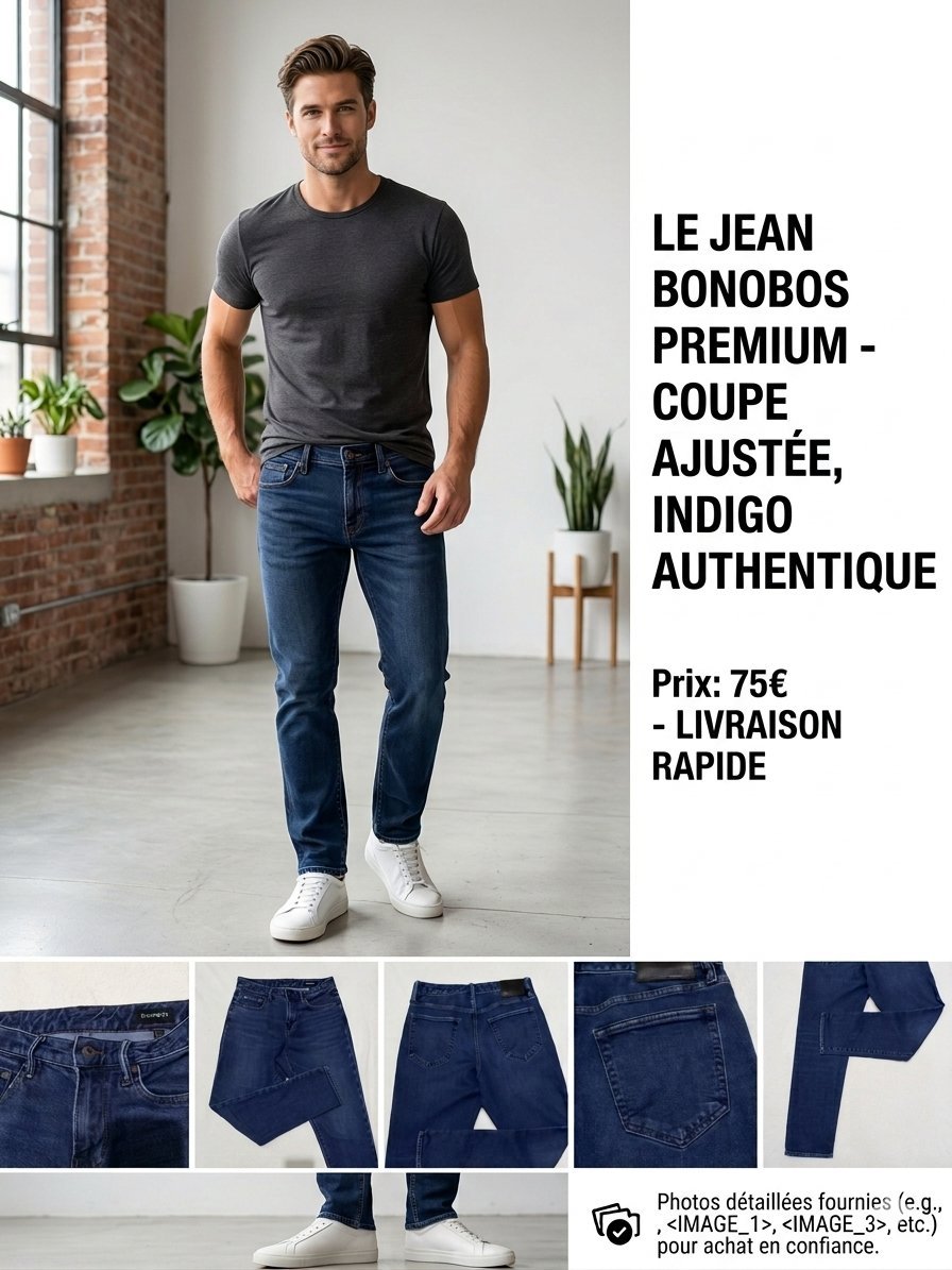 Jean Bonobos Premium – Coupe ajustée, indigo authentique - Taille 30*30