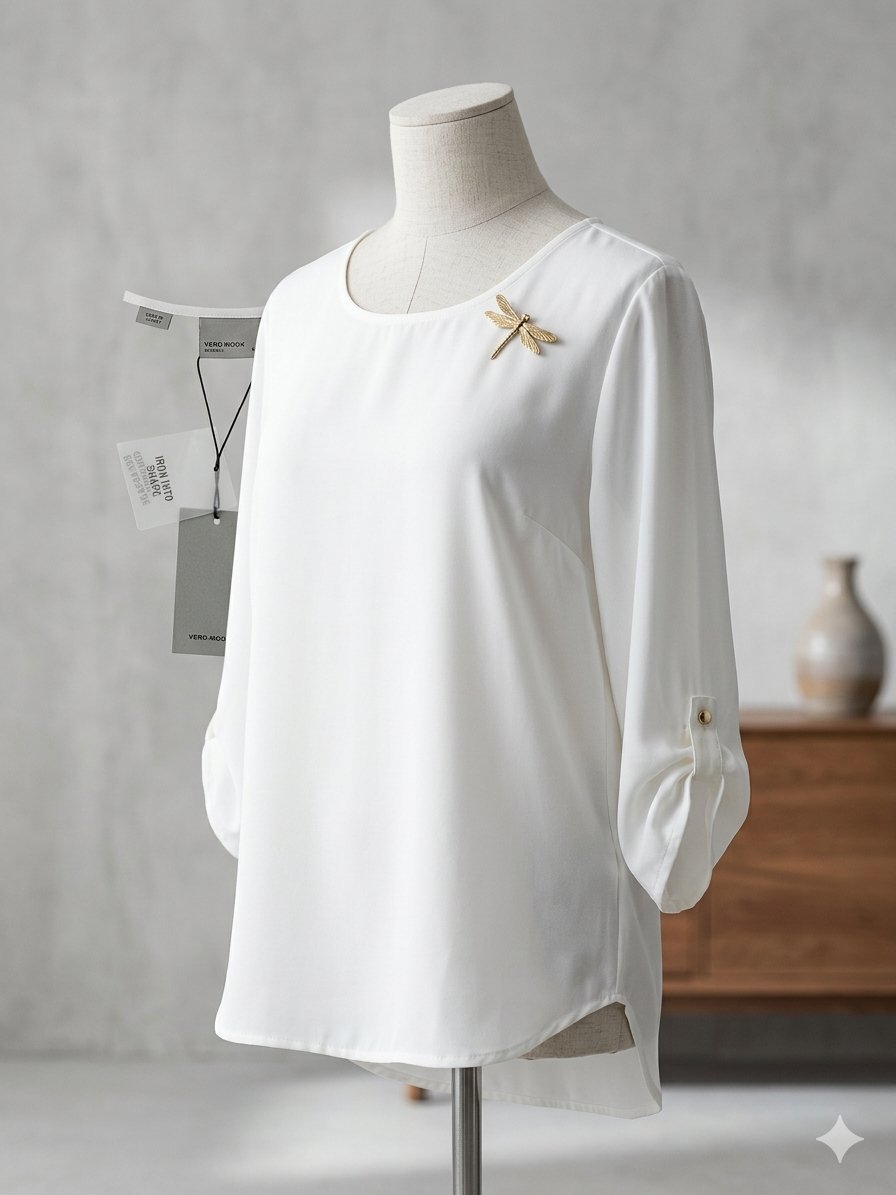 Blouse VERO MODA "Boca" Blanche – Neuf avec étiquette – Viscose - Blanc immaculé (Pristine) Taille : M (convient aussi à un petit L car la coupe est loose) #VeroModa #BlouseBlanche #WorkingGirl #Neuf #DabchyStyle #Basique.