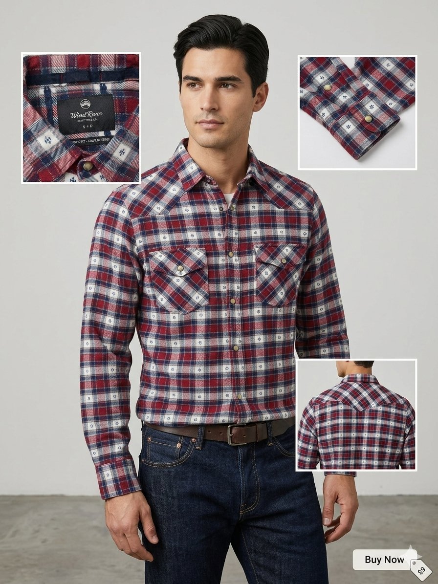 Chemise Flanelle Vintage Wind River - Motif Géométrique - Taille S - État impeccable comme neuf ✨ #WindRiver #ChemiseHomme #VintageStyle #Dabchy #FriperieTunisie #ModeHomme