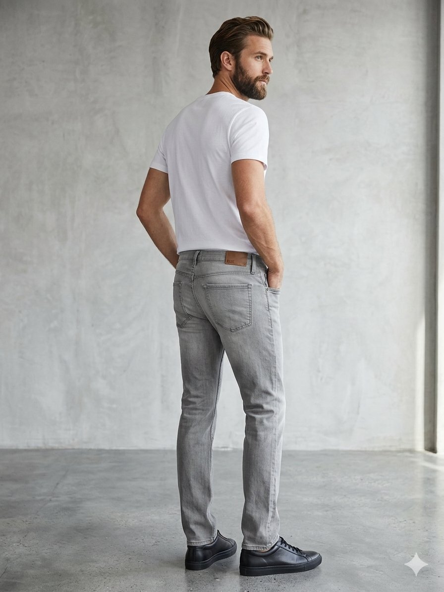 Jean PAIGE (Marque de Lux) Denim - Modèle Federal Slim Straight - Gris Anthracite - T30 Made in USA - Mélange coton premium avec un peu d'élasthanne pour un confort stretch exceptionnel