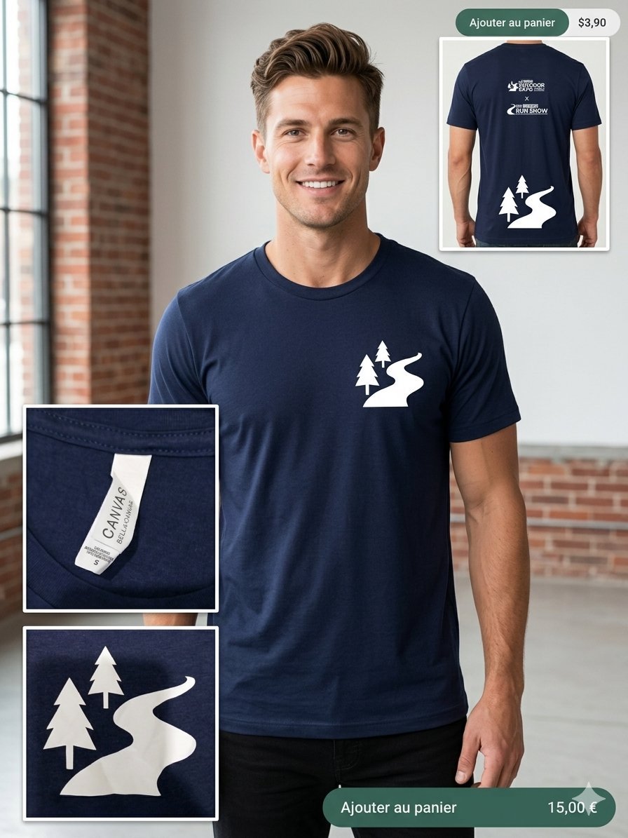 T-shirt Navy Bella + Canvas - Événement Boston Outdoor Expo / Run Show - Taille S Neuf