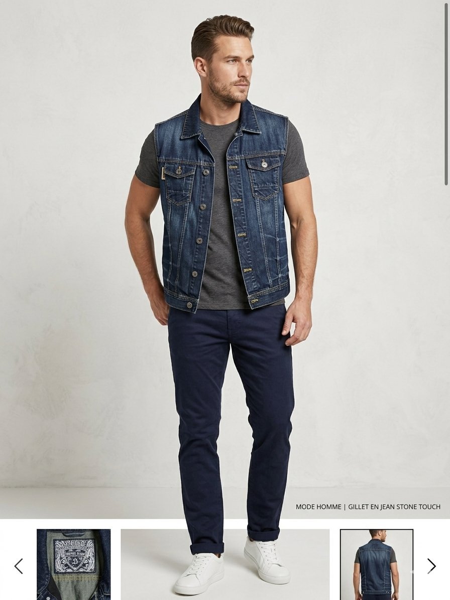 Gilet en jean authentique Stone Touch – Style décontracté et robuste - Excellent état ✨