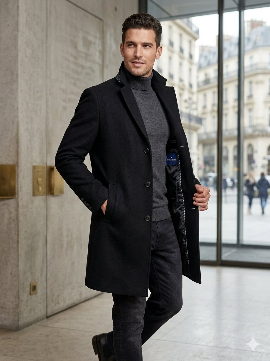 Manteau Cachemire Luxueux Daniel Hechter Paris - Coupe Ajustée - Élégance Business & Casual, finitions soignées Haute de gamme État parfait