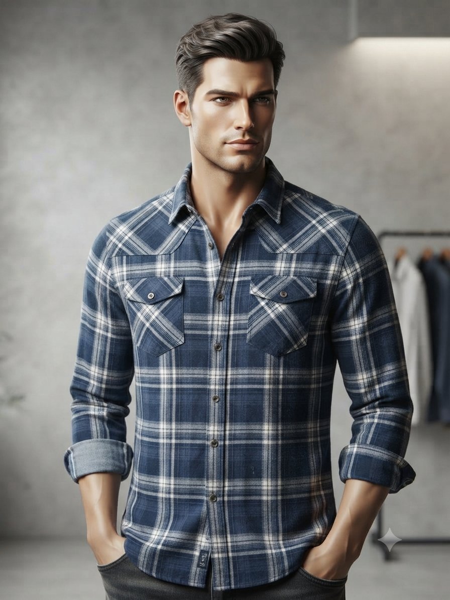 🧥 Chemise neuve à carreaux Celio – Bleu marine & blanc Taille M (EU 39‑40) État neuf - Tissu doux et légèrement texturé