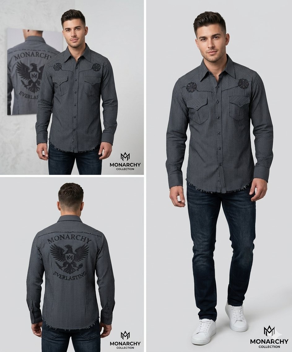 Chemise Premium Monarchy Collection (Los Angeles) Style Rock / Biker – Taille M - Excellent état ✨