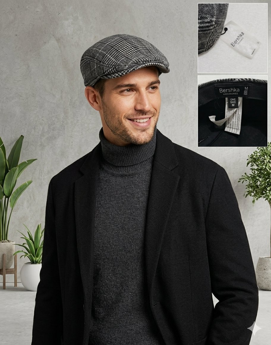 Casquette Gavroche Bershka - Motif Prince de Galles - NEUVE
