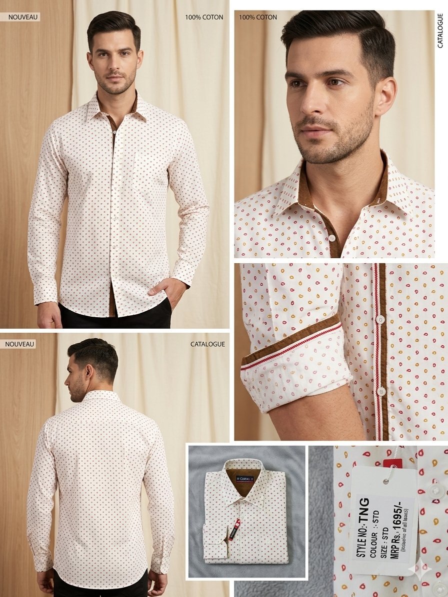 Chemise Premium CAIRON - 100% Coton - Détails Contrastés - Taille S