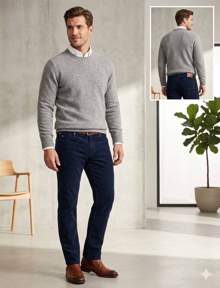 Pantalon en velours côtelé bleu marine – Tommy Hilfiger – Taille 31/32 Excellent état 💎✨