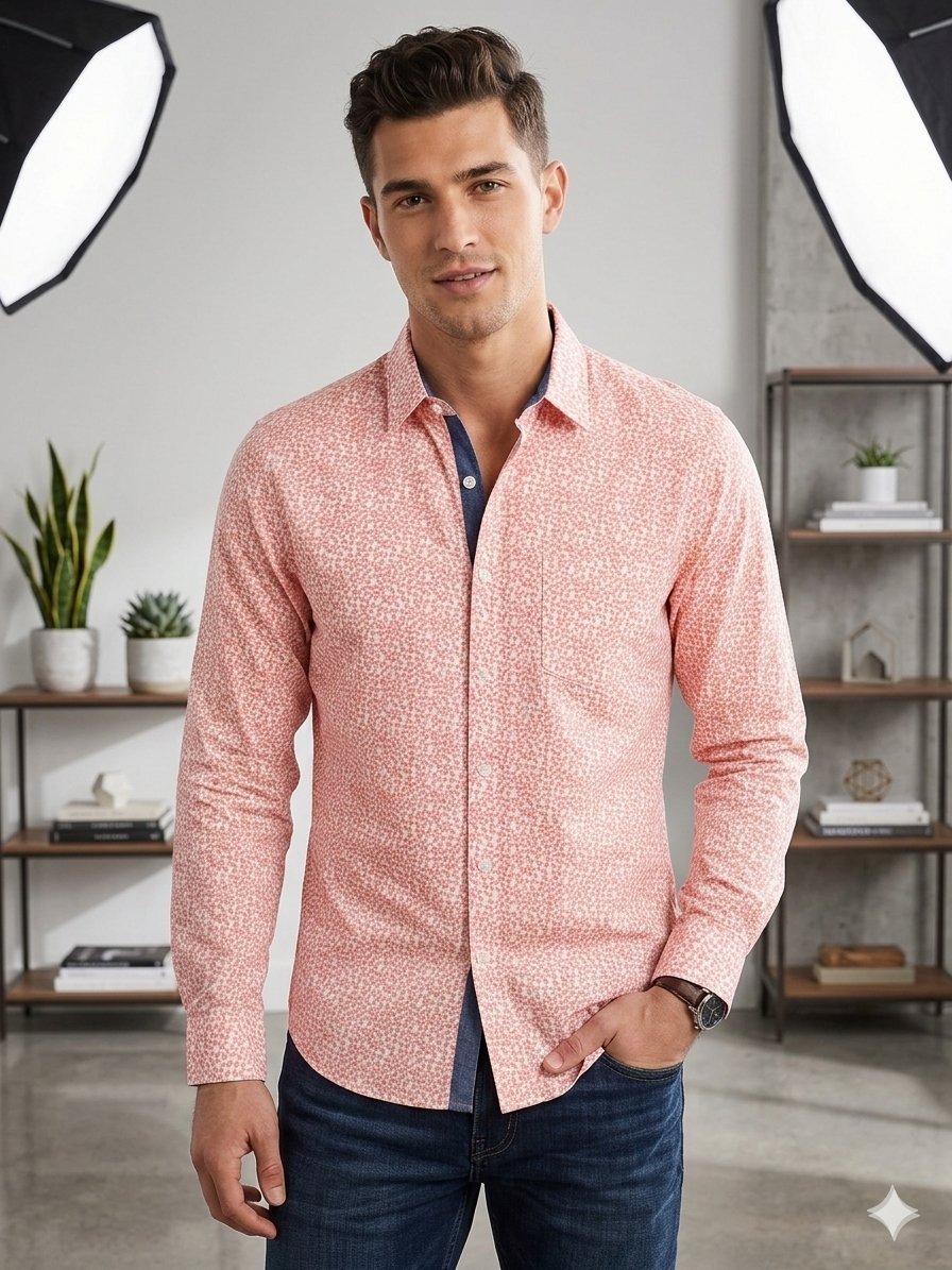 Chemise Homme EXPRESS - Imprimé Floral Corail - Coton Premium - Taille M - État Neuf #ExpressMen #ChemiseHomme #LookCasualChic #ModeHommeTunisie #FriperieTunisie #Dabchy #TenueDuJour #OOTD #SoftWash #ModeTunisienne
