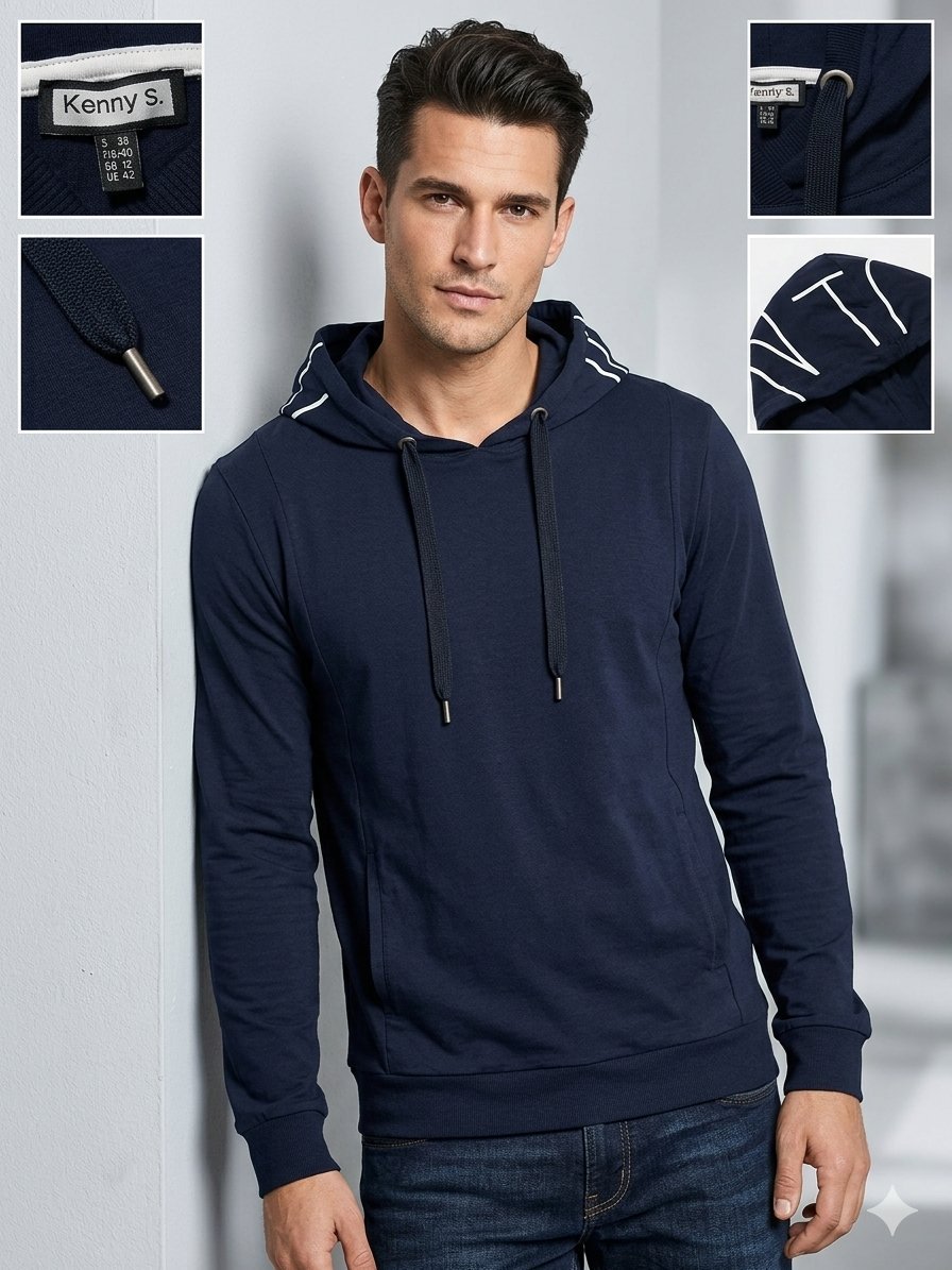 ​Sweat à capuche bleu marine "Kenny S." – Style moderne et confortable - Très bon état