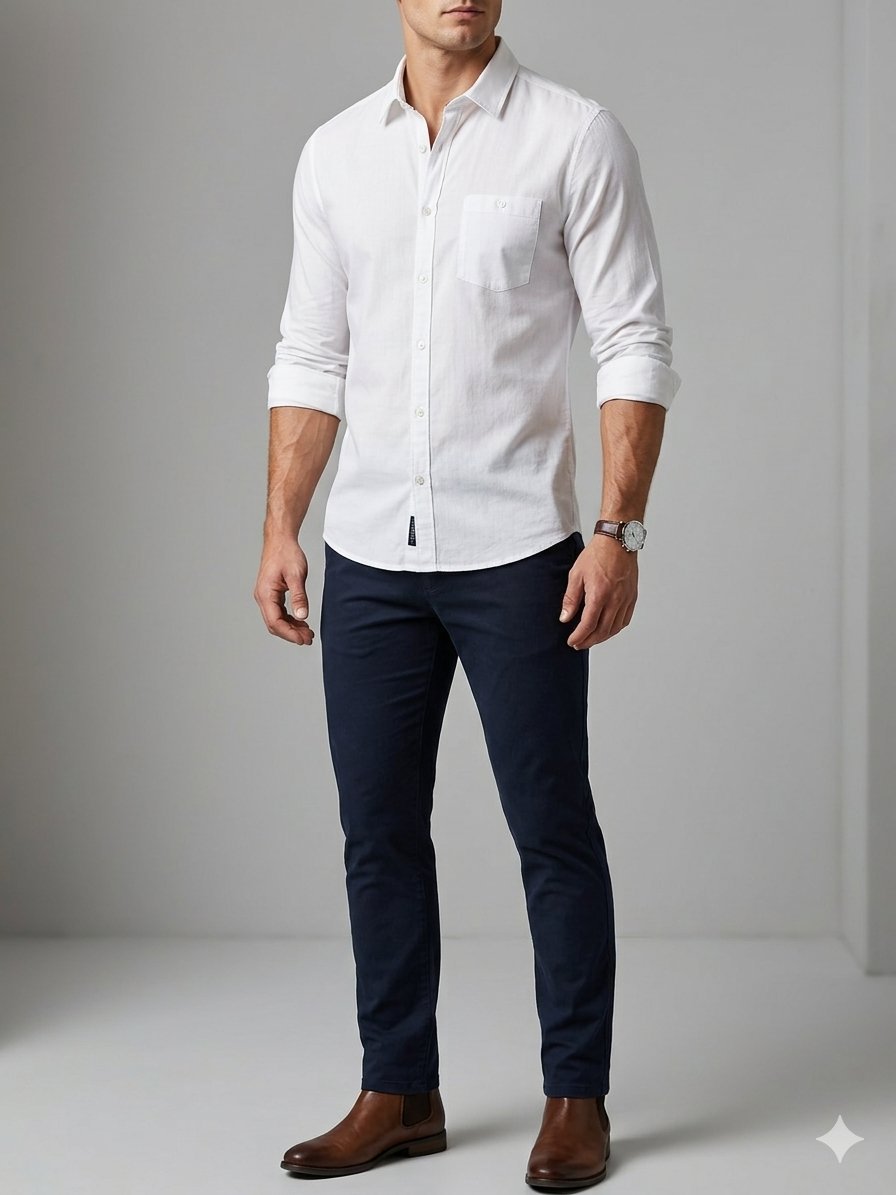 Excellente Chemise blanche Slim Fit Angelo Litrico – État Neuf - Blanc éclatant - Coupe Slim Fit