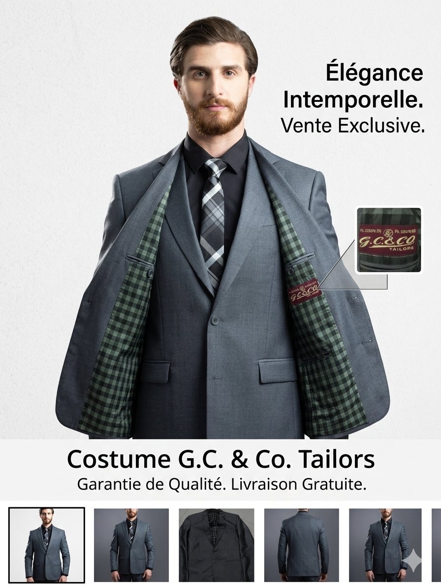 Veste de Costume G.C. & Co. Tailors - Gris Anthracite - Coupe Ajustée