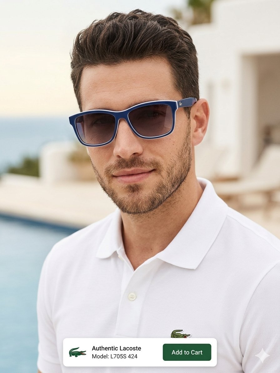 🐊 AUTHENTIQUE : Lunettes de soleil Lacoste L705S – État impeccable 🐊​ Détails Premium : Branches texturées avec le célèbre logo crocodile argenté incrusté (voir photos des détails).