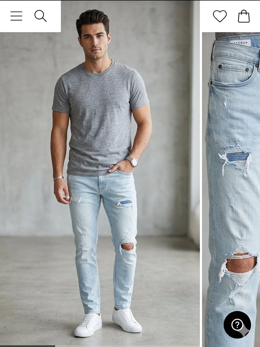 PacSun Denim - Jean Bleu Clair Délavé - Taille [34-32] - Excellent État
